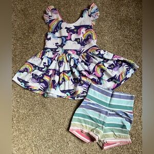 Handmade Unicorn Print Matching Grow-with-Me Set